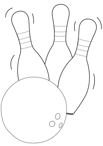 Bowling Ball And Pins Coloring Page